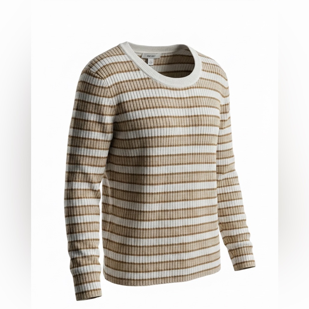 Nine West Brown & White Striped Ribbed Sweater NWT XXL